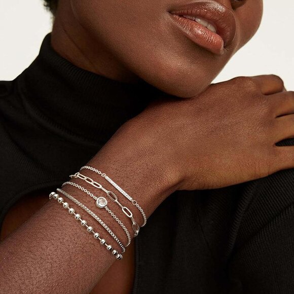 Gold Plated Stackable Dainty Bracelets for Women Jewelry Gift Set - Picture 2 of 6